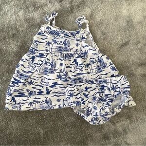 Carter’s Summer blue white pool dress with bloomers - 3M